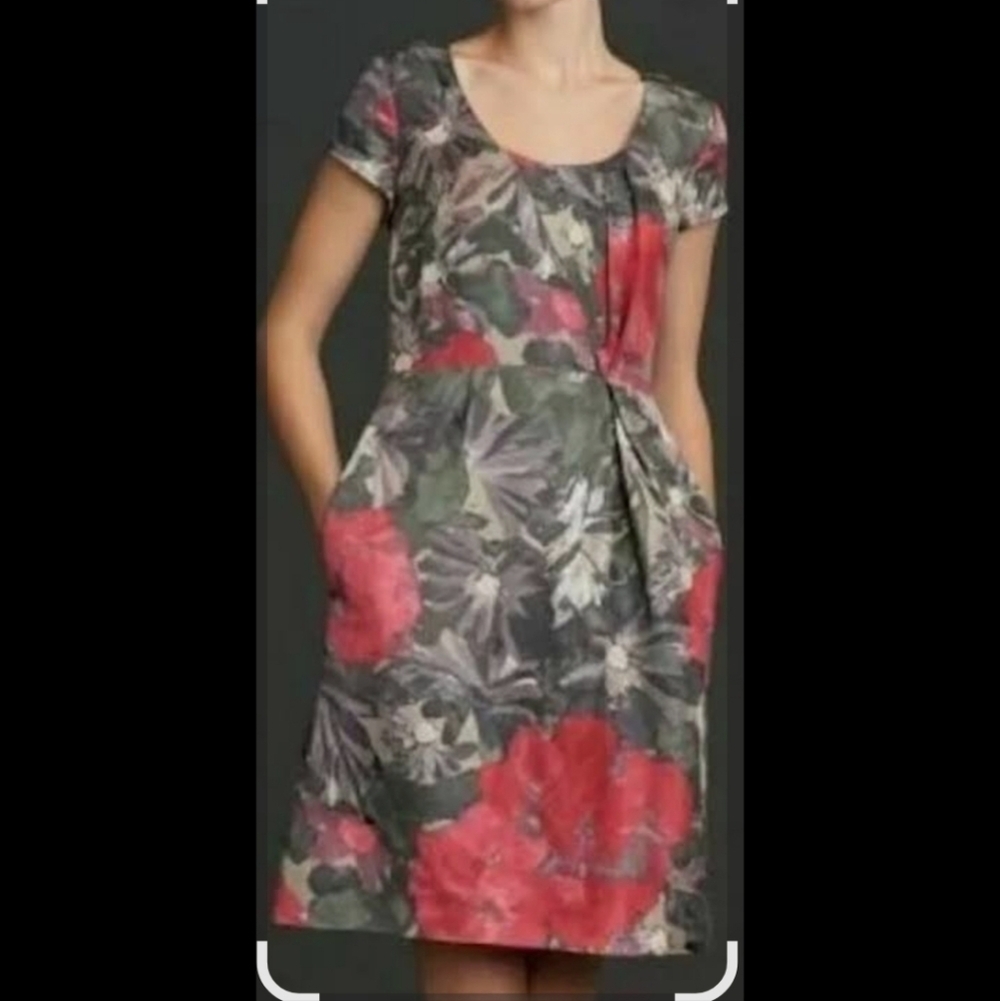 Banana Republic Red and Gray Flutter Sleeve Sundress